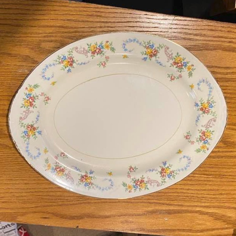 Vintage Eggshell Nautilus Homer Laughlin Dubarry 11" Oval Serving Platter